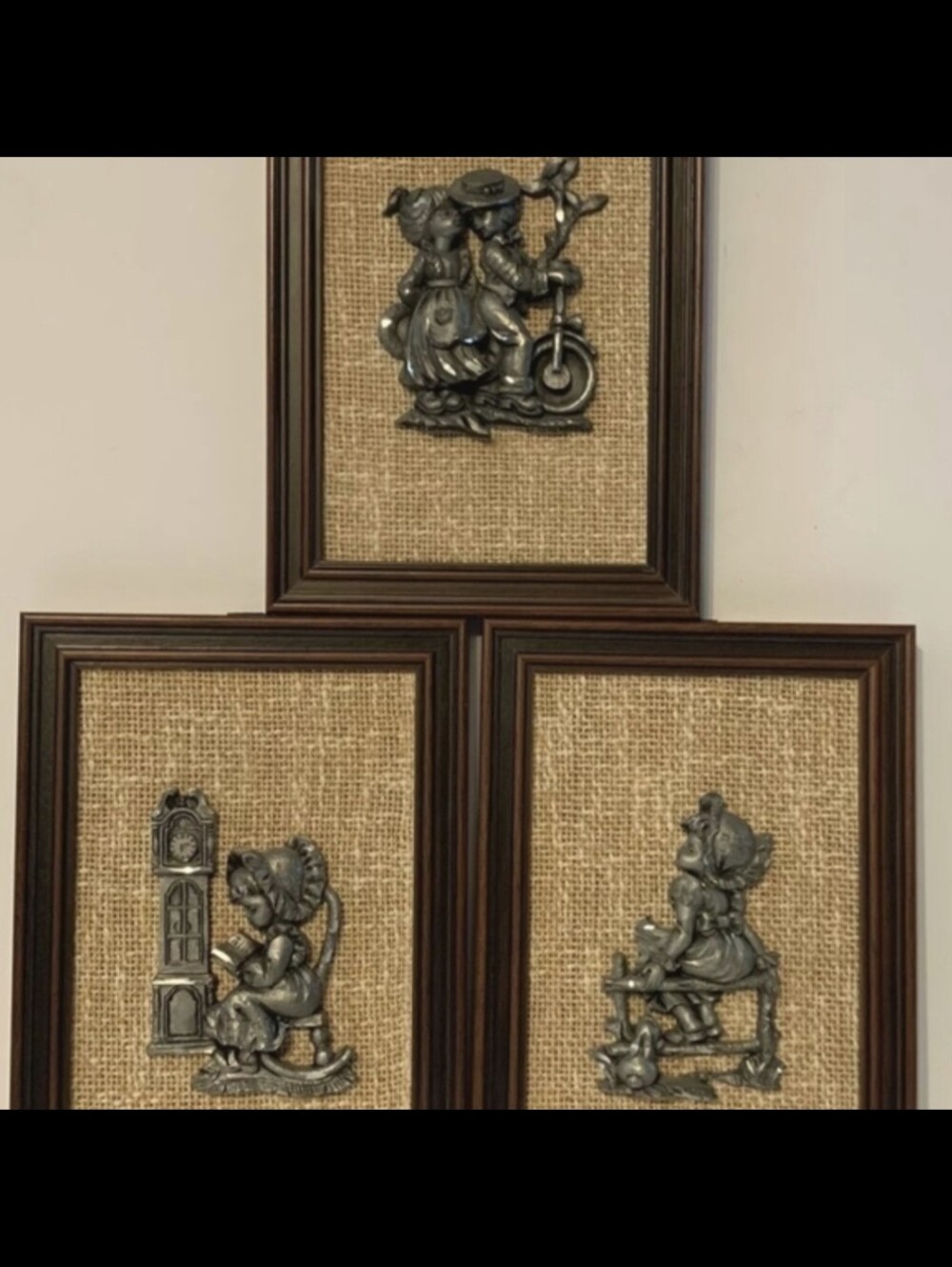 VTG Signed French Les Etains Du Prince pewter 3D wall art pieces Signed France